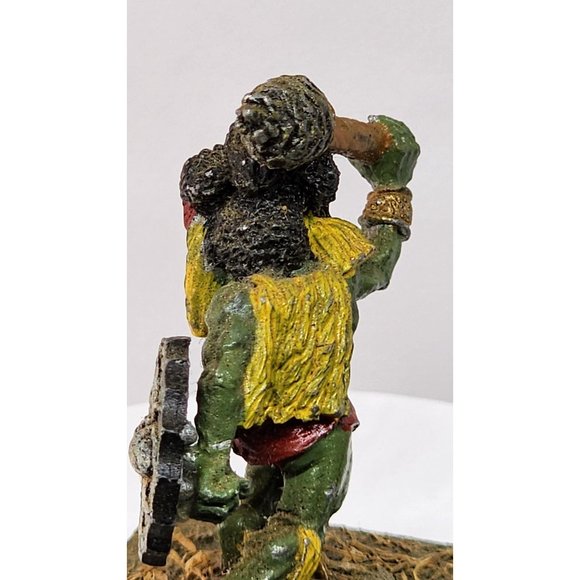 Vintage Orc Rare Stone Made Ogre Warrior With Spider Embossed Shield And Weapon - Picture 5 of 16